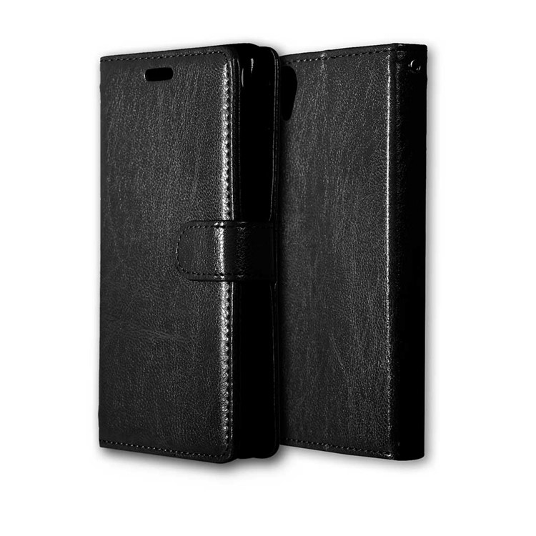 For Sony Xperia X Performance Crazy Horse Wallet 3 Card Slots Leather Case Stand - Black-3
