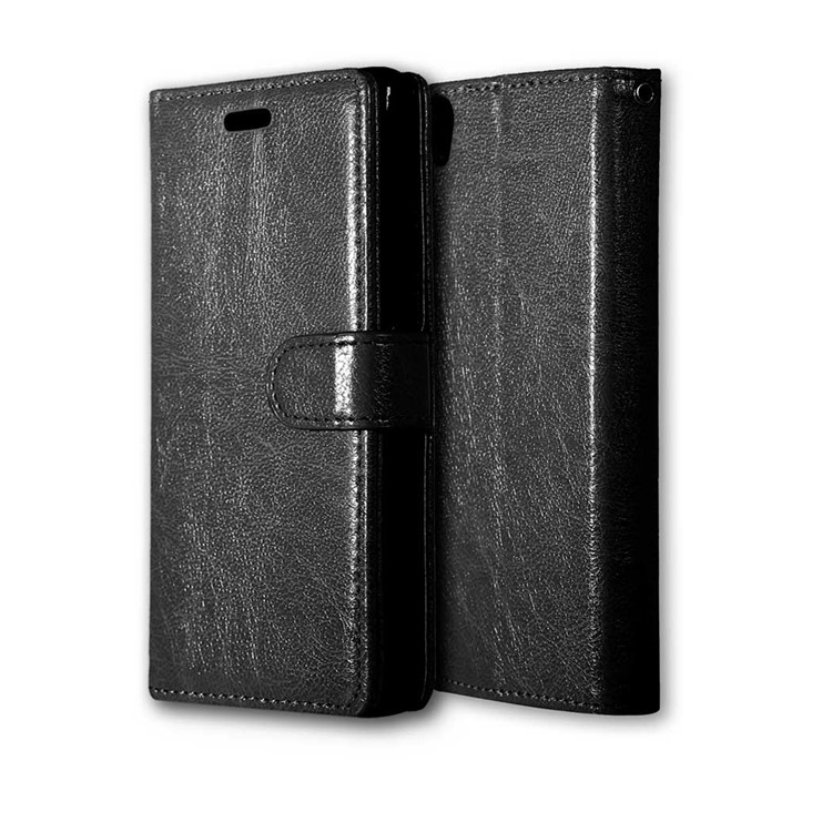 3 Card Slots Wallet Crazy Horse PU Leather Case for Sony Xperia XA / XA dual - Black-3