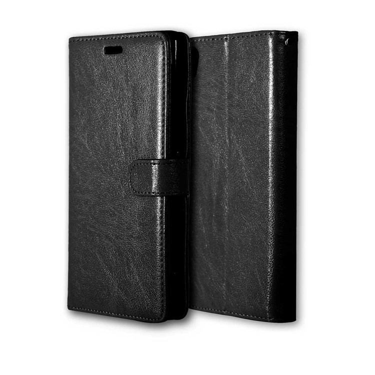 For Sony Xperia XA Ultra Crazy Horse Wallet 3 Card Slots Leather Stand Case - Black-3