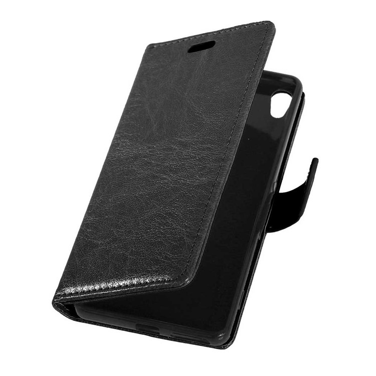 For Sony Xperia XA Ultra Crazy Horse Wallet 3 Card Slots Leather Stand Case - Black-5