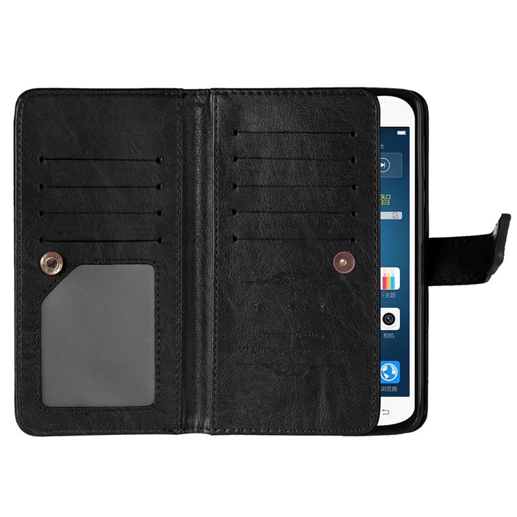 For Sony Xperia XA Ultra Wallet 9 Card Slots Crazy Horse Leather Stand Case - Black-3