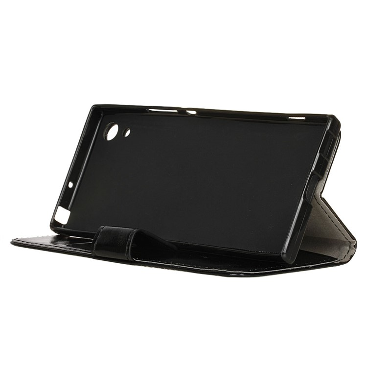 Crazy Horse Wallet Leather Cell Phone Case for Sony Xperia XA1 - Black-3