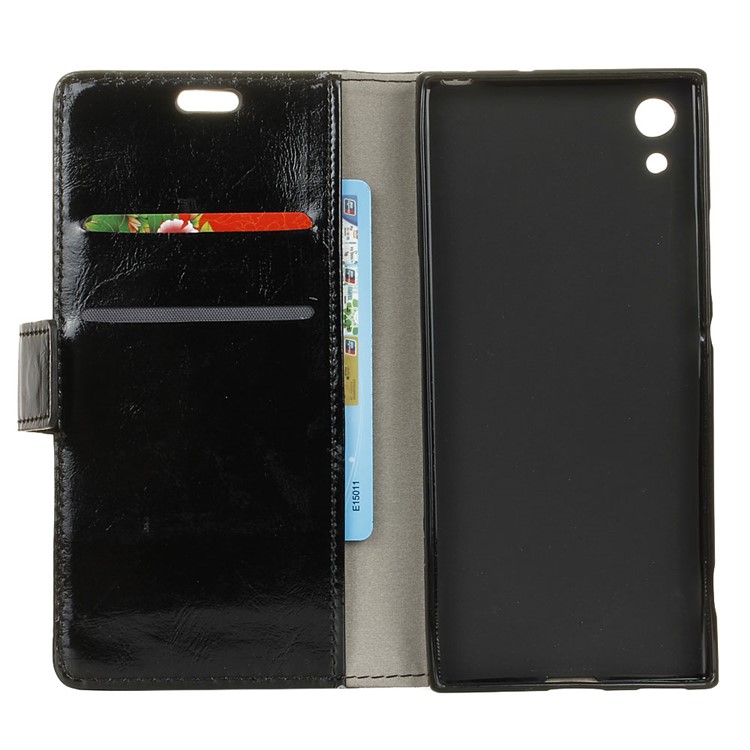 Crazy Horse Wallet Leather Cell Phone Case for Sony Xperia XA1 - Black-5