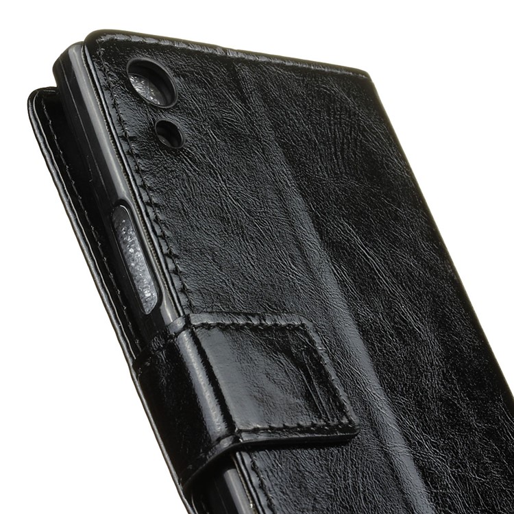 Crazy Horse Wallet Leather Cell Phone Case for Sony Xperia XA1 - Black-7
