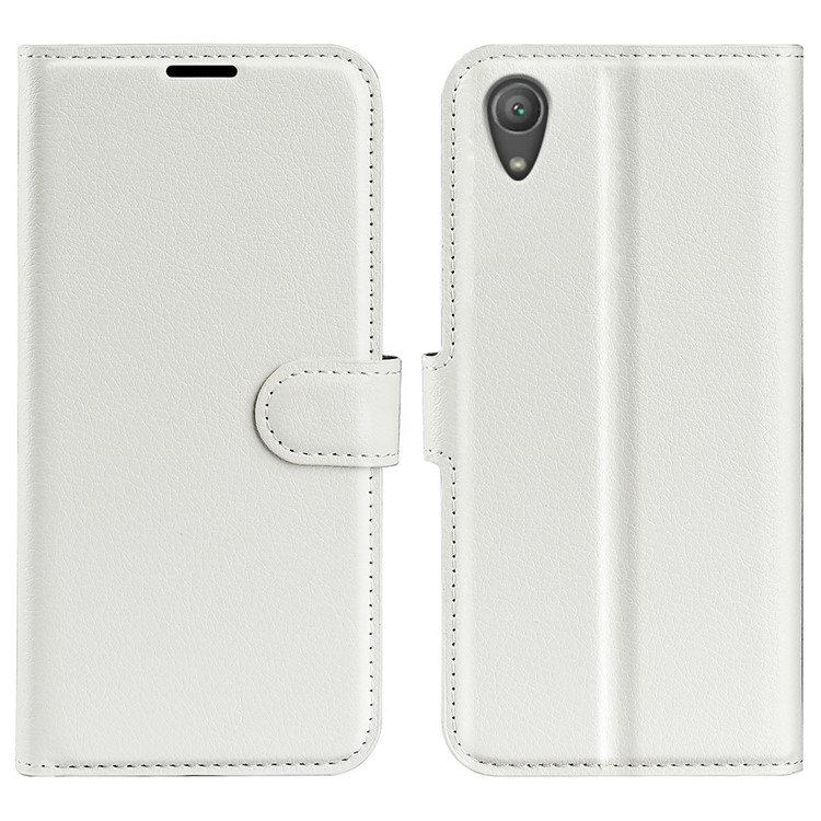 Cubierta Del Teléfono Celular Del Cuero De La Carpeta Del Grano Del Litchi Para Sony Xperia XA1 - Blanco-1