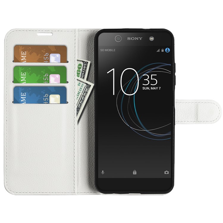 Cubierta Del Teléfono Celular Del Cuero De La Carpeta Del Grano Del Litchi Para Sony Xperia XA1 - Blanco-2