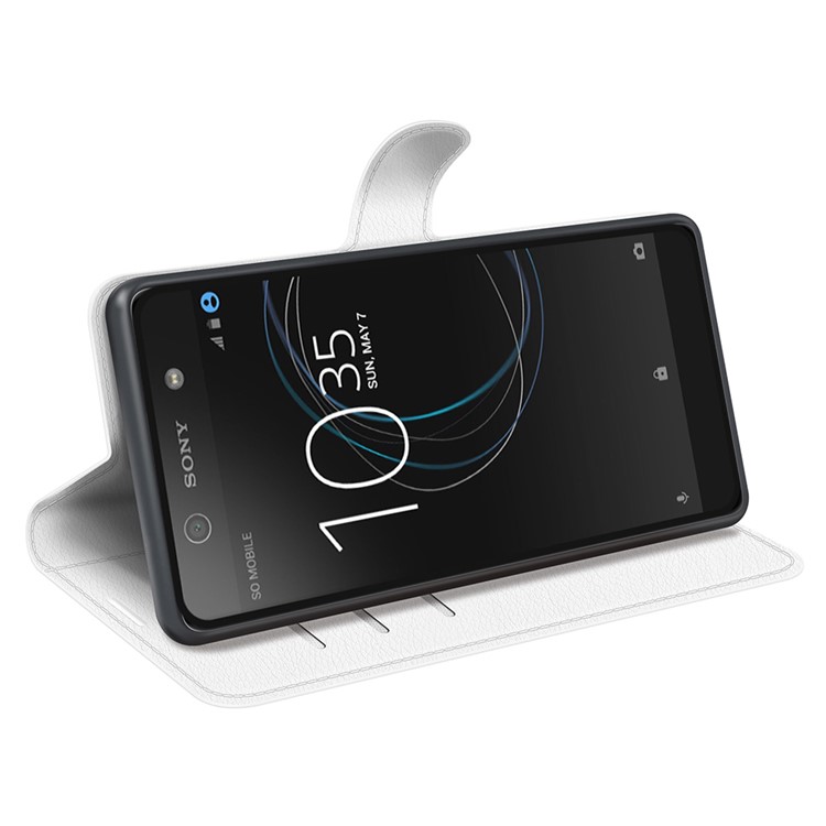 Cubierta Del Teléfono Celular Del Cuero De La Carpeta Del Grano Del Litchi Para Sony Xperia XA1 - Blanco-3