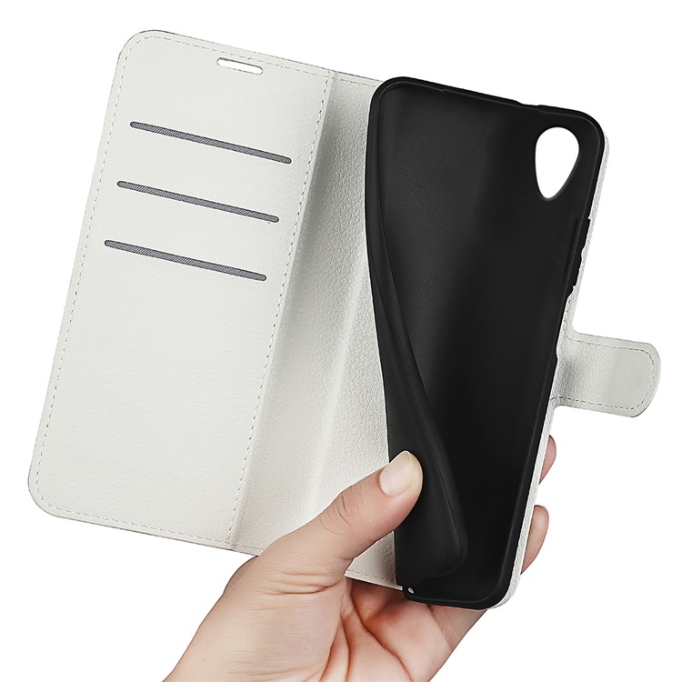 Cubierta Del Teléfono Celular Del Cuero De La Carpeta Del Grano Del Litchi Para Sony Xperia XA1 - Blanco-4