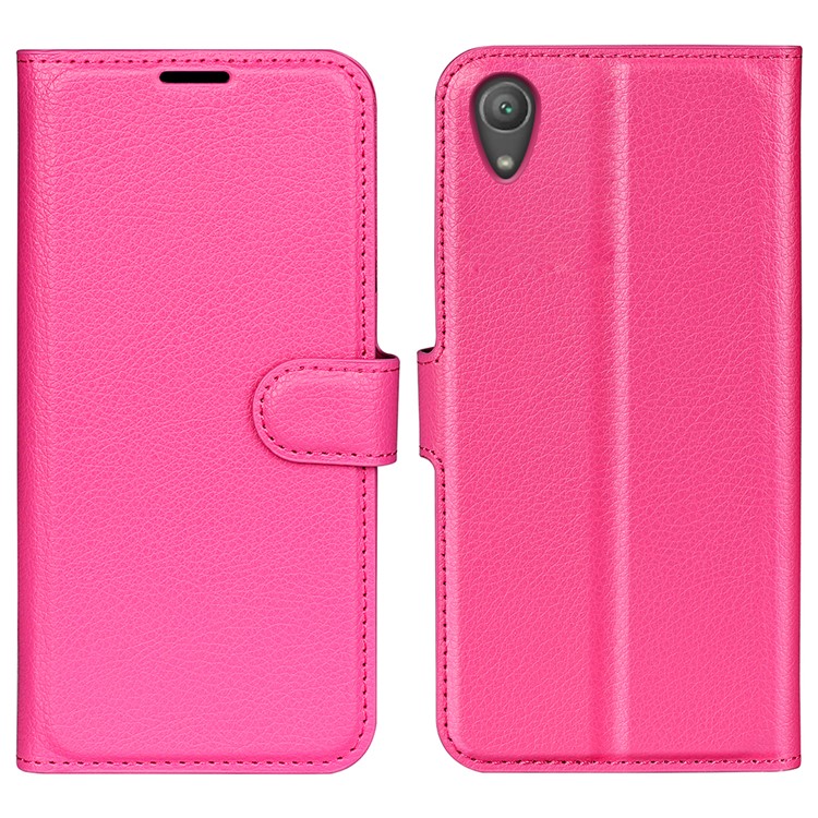 Litchi Grain Leather Card Slots Stand Case for Sony Xperia XA1 - Rose-1