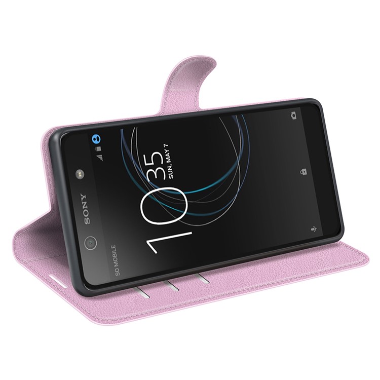 For Sony Xperia XA1 Litchi Grain PU Leather Wallet Cover Shell - Pink-3