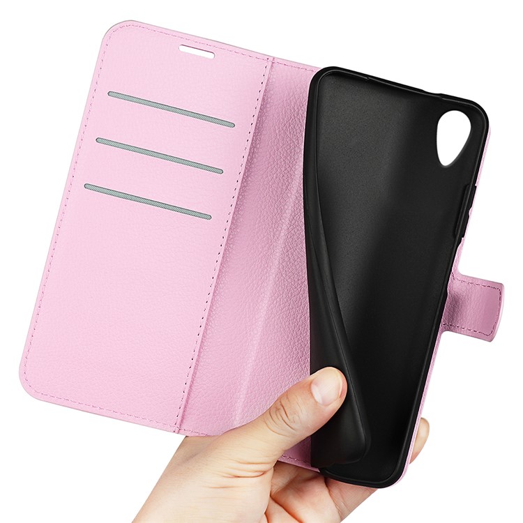 For Sony Xperia XA1 Litchi Grain PU Leather Wallet Cover Shell - Pink-4