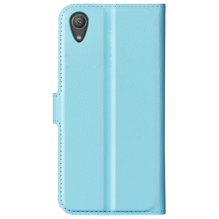 Litchi Grain Stand Wallet Leather Mobile Casing for Sony Xperia XA1 - Blue-6