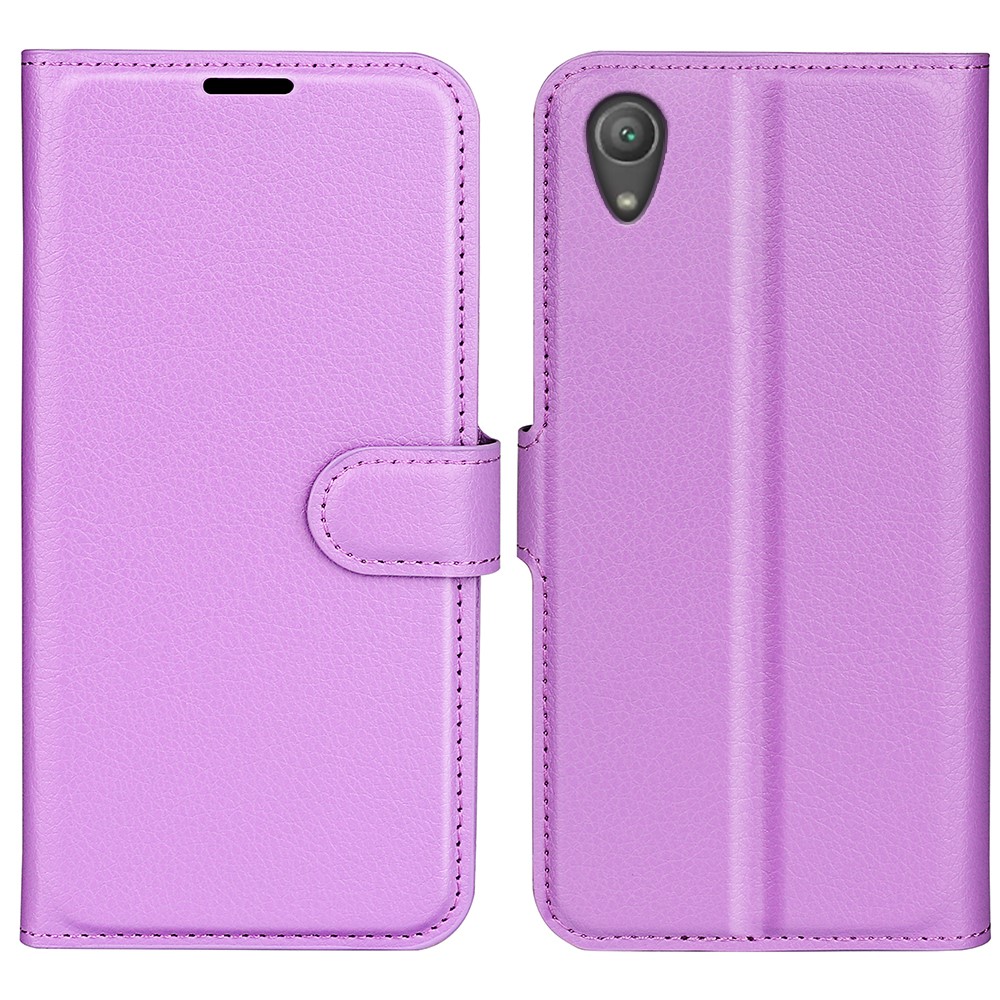 Litchi Grain Wallet Leather Phone Cover Accessory for Sony Xperia XA1 - Purple-1