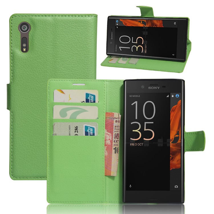 Pour Sony Xperia XZs / XZ Litchi Grain Housse en cuir Housse pour portefeuille - Vert-1