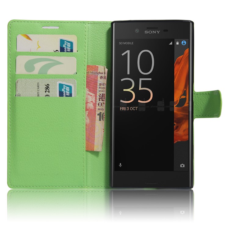 Pour Sony Xperia XZs / XZ Litchi Grain Housse en cuir Housse pour portefeuille - Vert-2