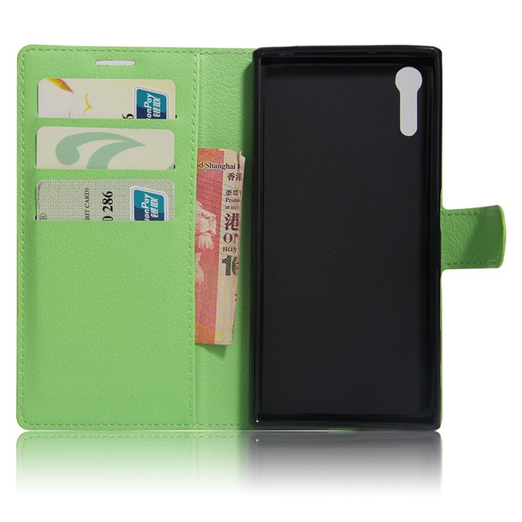 Pour Sony Xperia XZs / XZ Litchi Grain Housse en cuir Housse pour portefeuille - Vert-3