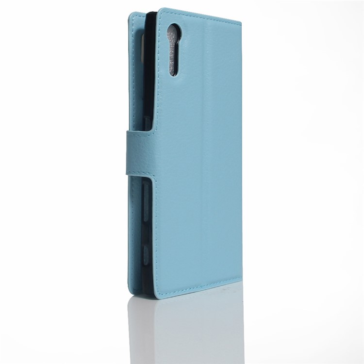 Per Sony Xperia XZs / XZ Litchi Custodia per supporto per schede di copertura in pelle di grano - blu-4