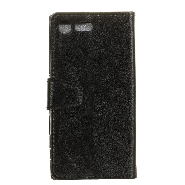 Crazy Horse Leather Wallet Case for Sony Xperia XZ Premium - Black-2