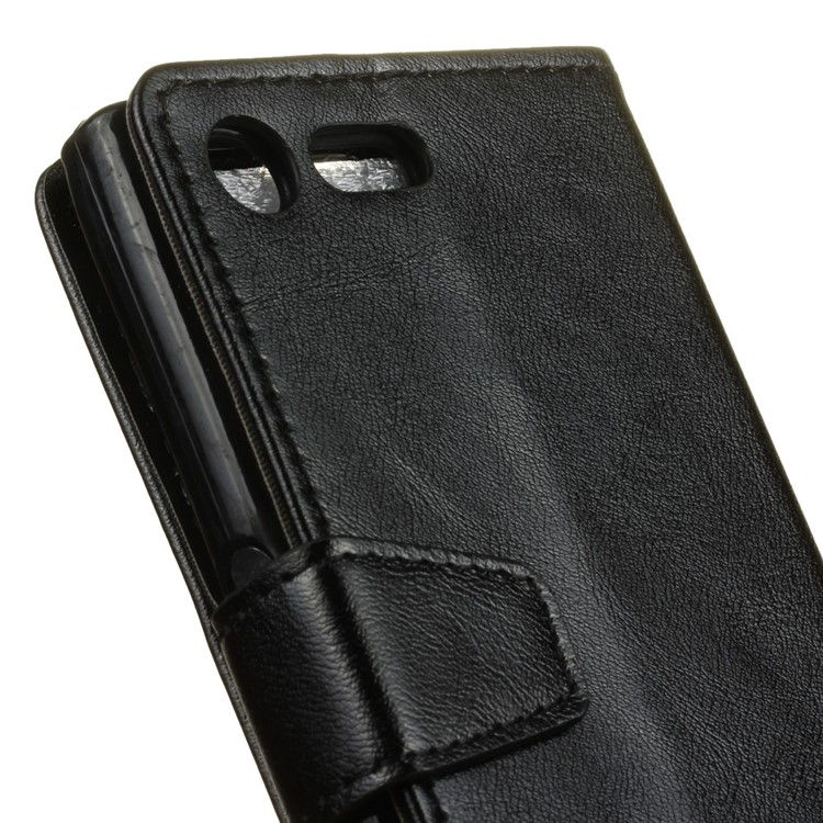 Crazy Horse Leather Wallet Case for Sony Xperia XZ Premium - Black-3