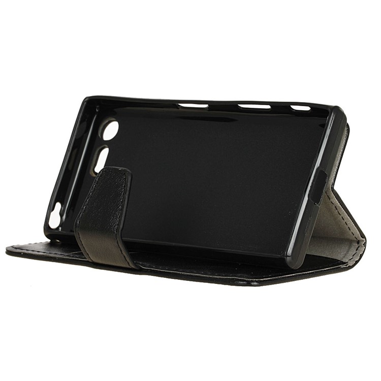 Crazy Horse Leather Wallet Case for Sony Xperia XZ Premium - Black-5