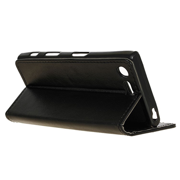 Crazy Horse Leather Wallet Case for Sony Xperia XZ Premium - Black-6