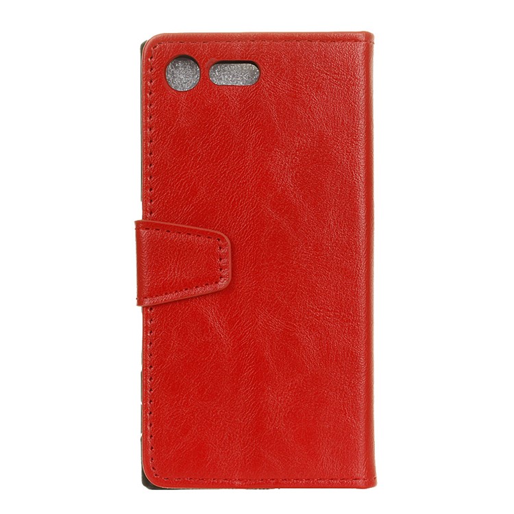 Crazy Horse Leather Card Holder Case for Sony Xperia XZ Premium - Red-2