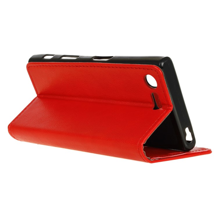 Crazy Horse Leather Card Holder Case for Sony Xperia XZ Premium - Red-4