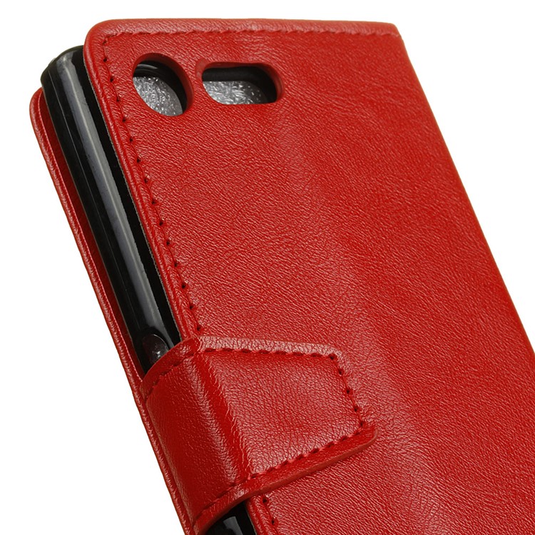 Crazy Horse Leather Card Holder Case for Sony Xperia XZ Premium - Red-6