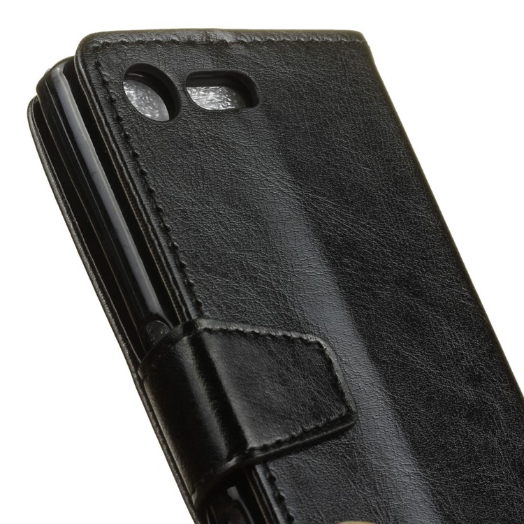 Crazy Horse Wallet Leather Stand Case for Sony Xperia XZ Premium - Black-2
