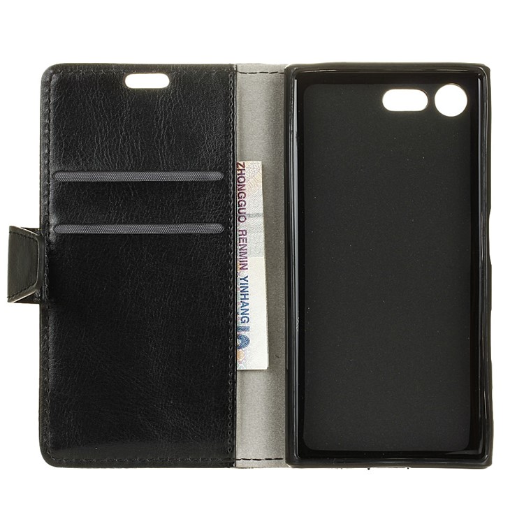 Crazy Horse Wallet Leather Stand Case for Sony Xperia XZ Premium - Black-3