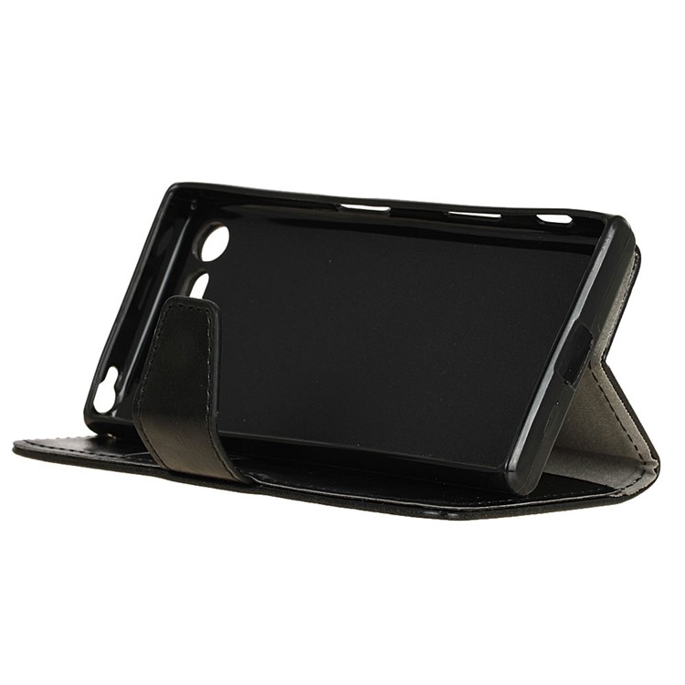 Crazy Horse Wallet Leather Stand Case for Sony Xperia XZ Premium - Black-4