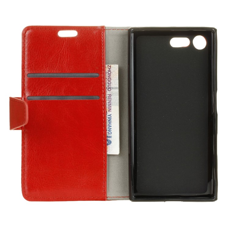 Crazy Horse Wallet Leather Magnetic Case for Sony Xperia XZ Premium - Red-3