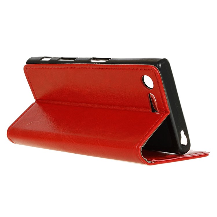 Crazy Horse Wallet Leather Magnetic Case for Sony Xperia XZ Premium - Red-5