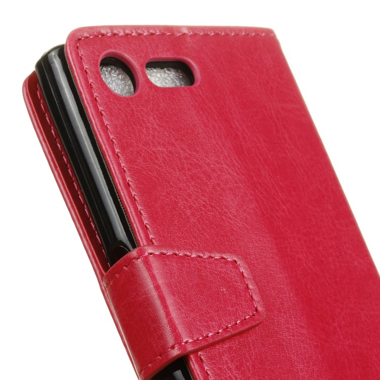 Crazy Horse Magnetic Leather Stand Case for Sony Xperia XZ Premium - Rose-2