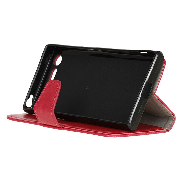 Crazy Horse Magnetic Leather Stand Case for Sony Xperia XZ Premium - Rose-4