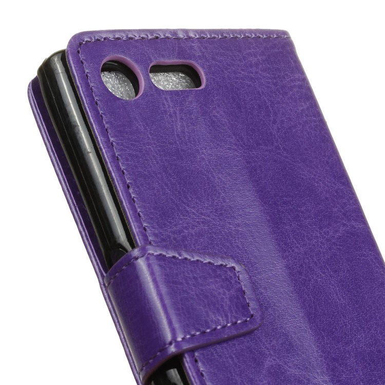 Crazy Horse Phone Leather Stand Case for Sony Xperia XZ Premium - Purple-2