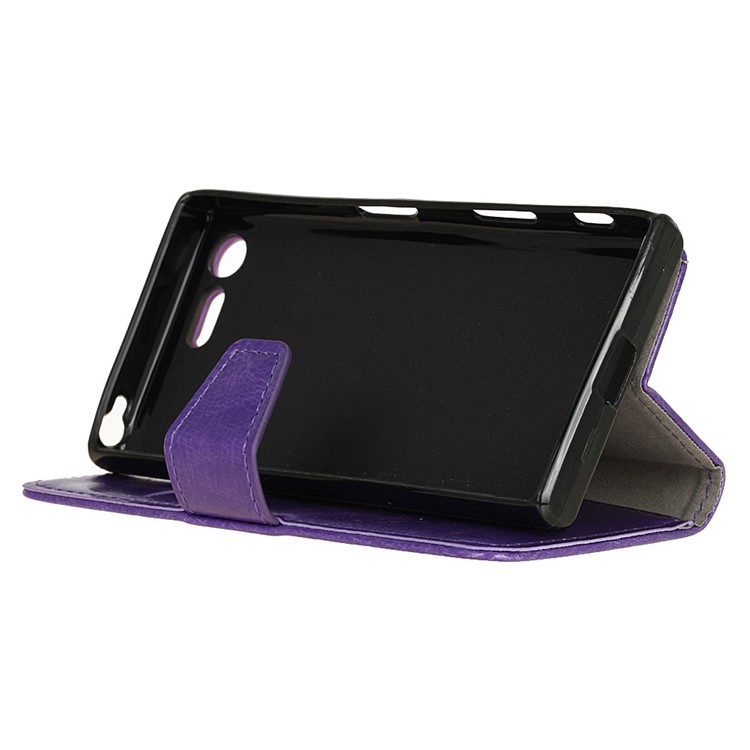 Crazy Horse Phone Leather Stand Case for Sony Xperia XZ Premium - Purple-4