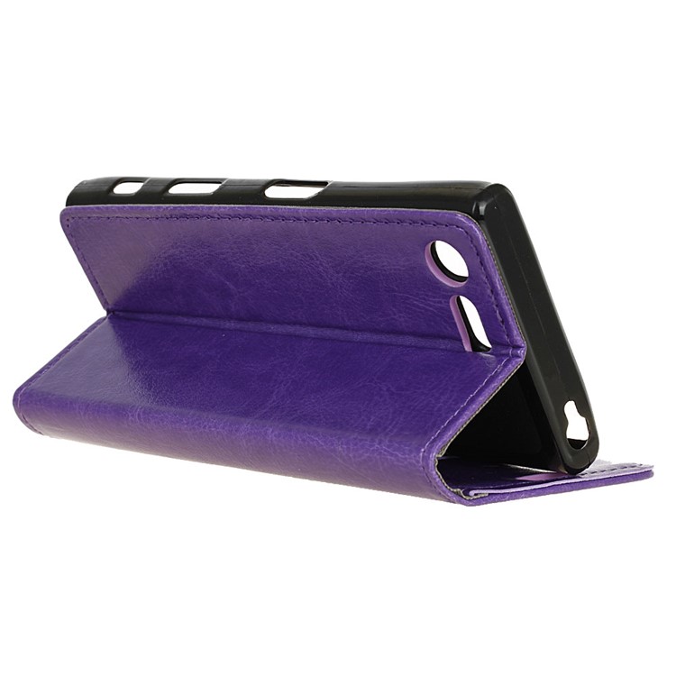 Crazy Horse Phone Leather Stand Case for Sony Xperia XZ Premium - Purple-5