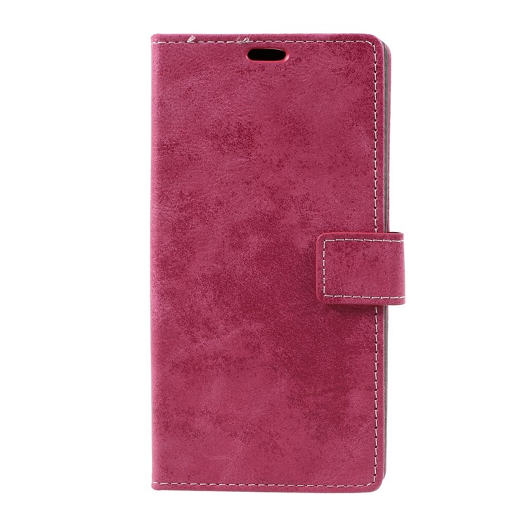 Vintage Style Leather Case Wallet Phone Shell for Sony Xperia XZ Premium - Rose-1