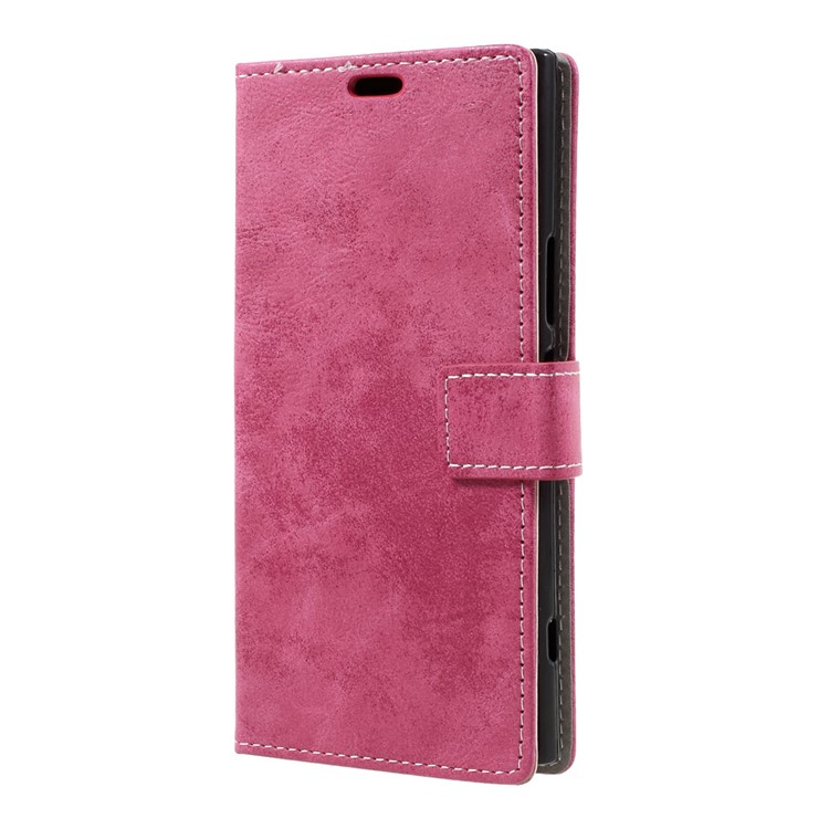 Vintage Style Leather Case Wallet Phone Shell for Sony Xperia XZ Premium - Rose-2