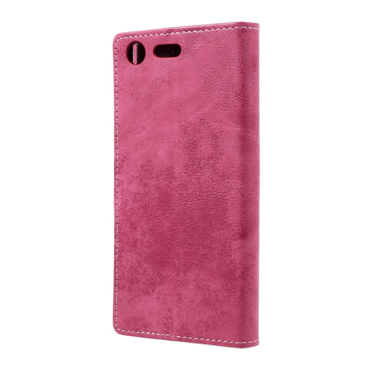 Vintage Style Leather Case Wallet Phone Shell for Sony Xperia XZ Premium - Rose-3