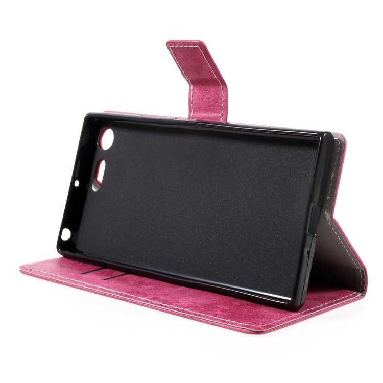 Vintage Style Leather Case Wallet Phone Shell for Sony Xperia XZ Premium - Rose-4