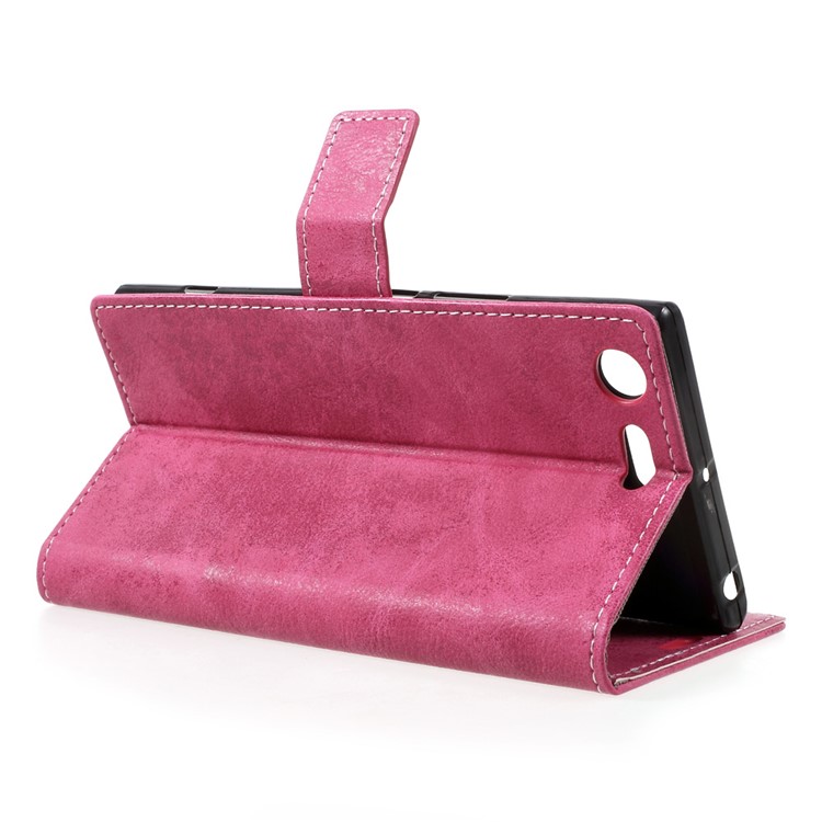 Vintage Style Leather Case Wallet Phone Shell for Sony Xperia XZ Premium - Rose-5