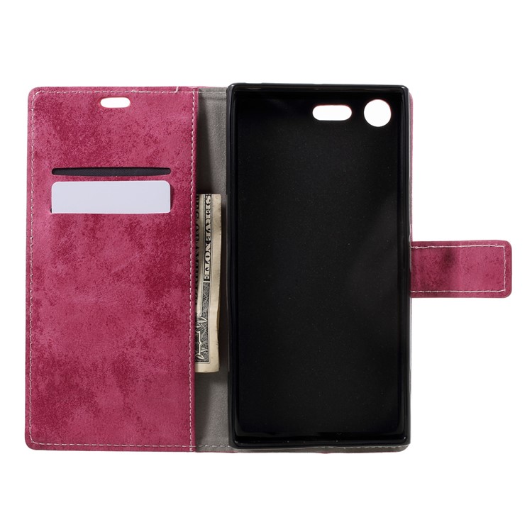 Vintage Style Leather Case Wallet Phone Shell for Sony Xperia XZ Premium - Rose-6