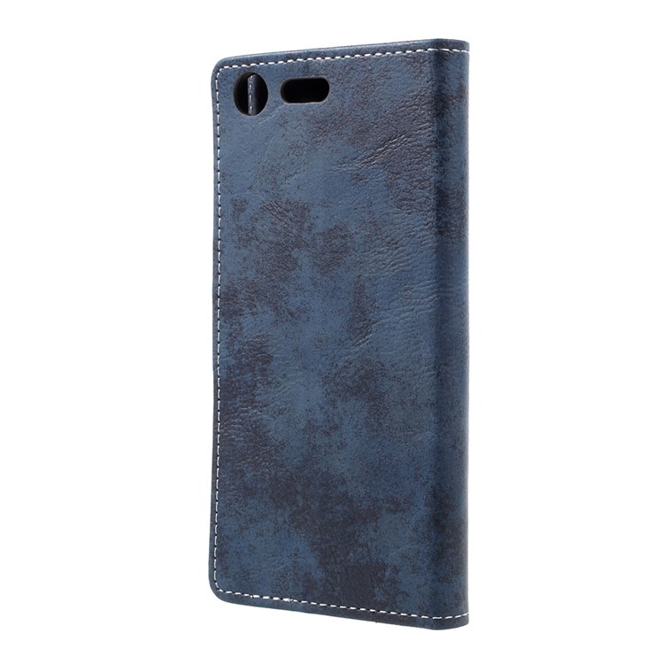 Vintage Style PU Leather Stand Case with Card Slots for Sony Xperia XZ Premium - Blue-4