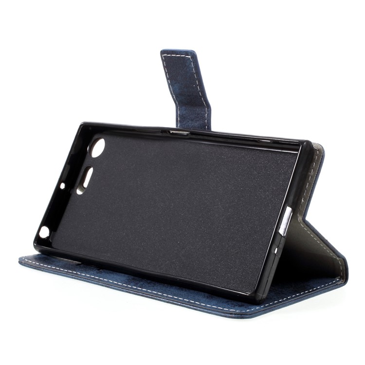 Vintage Style PU Leather Stand Case with Card Slots for Sony Xperia XZ Premium - Blue-5