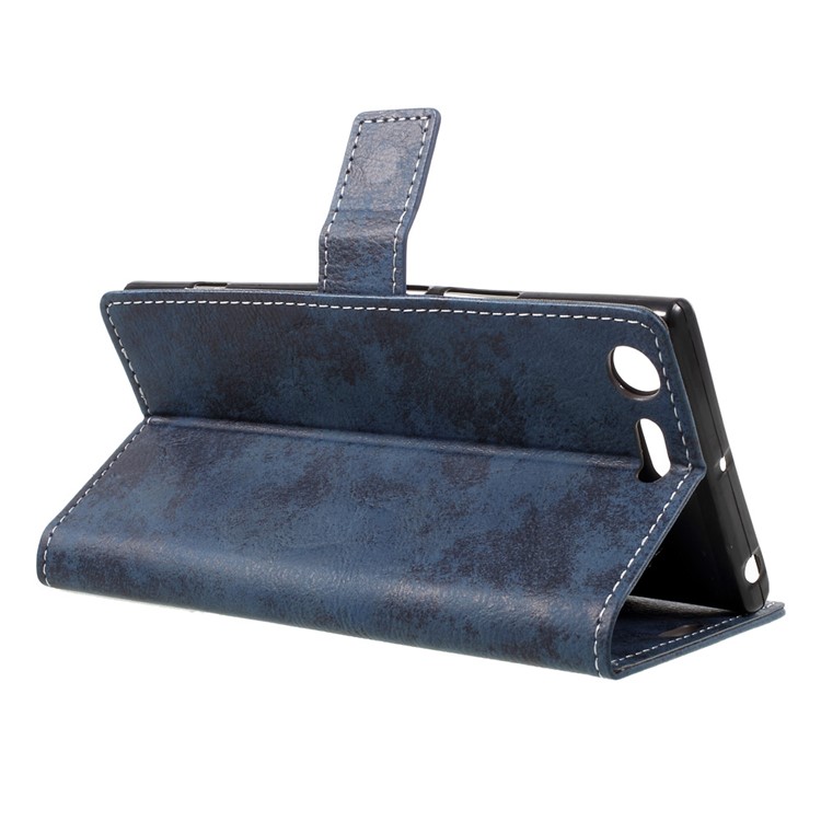 Vintage Style PU Leather Stand Case with Card Slots for Sony Xperia XZ Premium - Blue-6