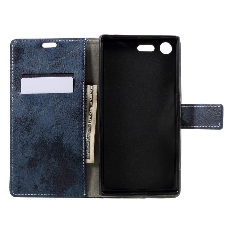 Vintage Style PU Leather Stand Case with Card Slots for Sony Xperia XZ Premium - Blue-7