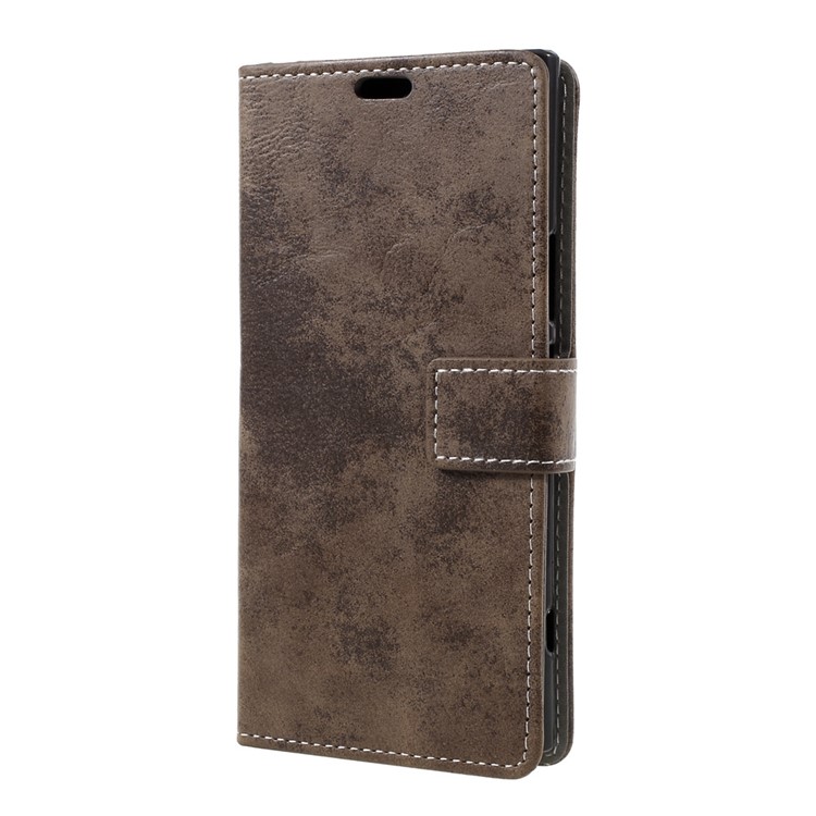 For Sony Xperia XZ Premium Retro Style Magnetic Leather Wallet Case Phone Accessory - Coffee-2