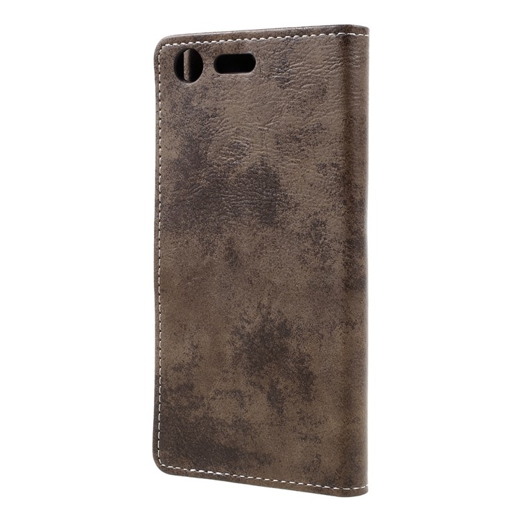 For Sony Xperia XZ Premium Retro Style Magnetic Leather Wallet Case Phone Accessory - Coffee-3